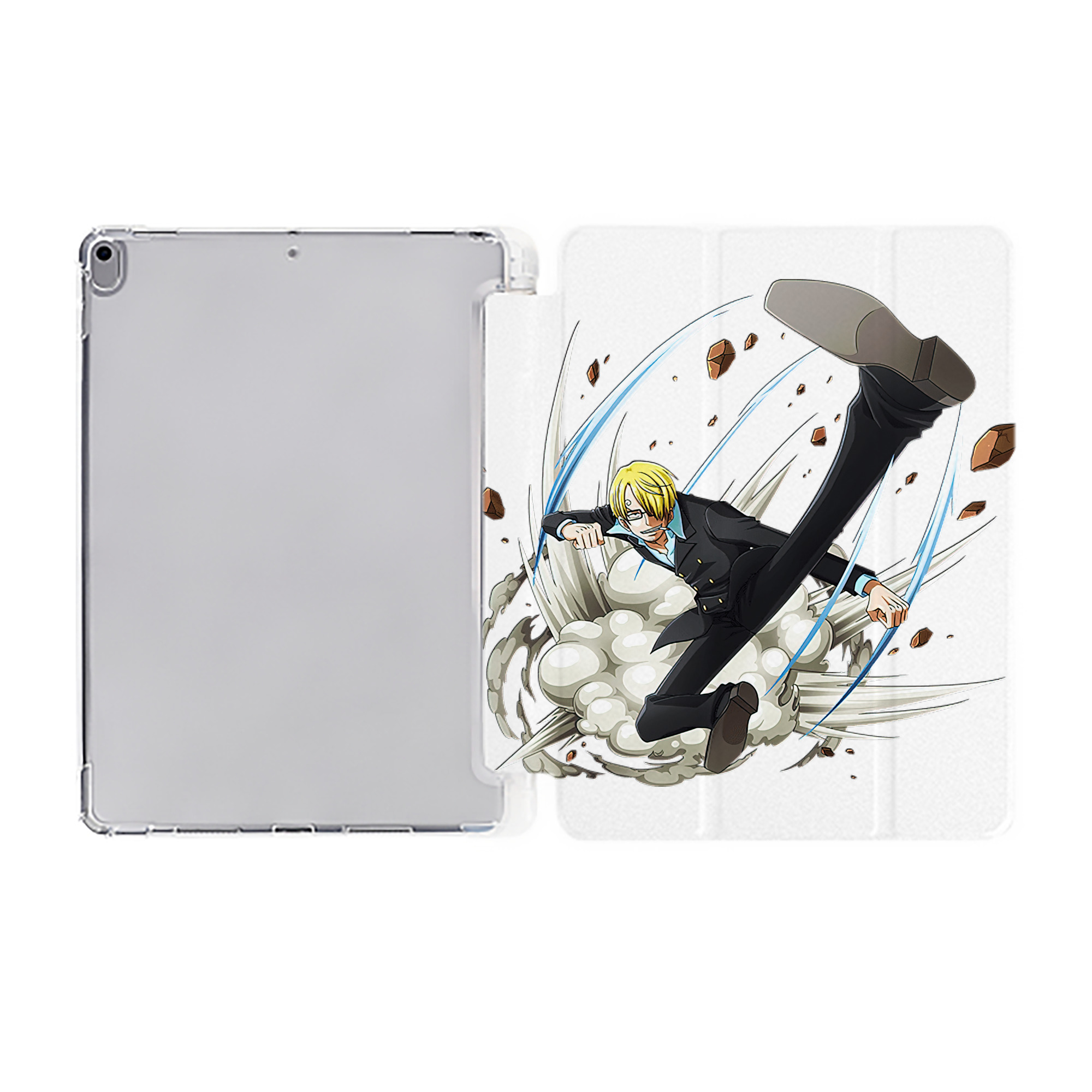 （画像用） ワンピース サンジ ONE PIECE Sanji IPad ケース ペン収納付き 三つ折りスタンド PUレザー×シリコン 対応機種9.5/10.5/10.9インチ